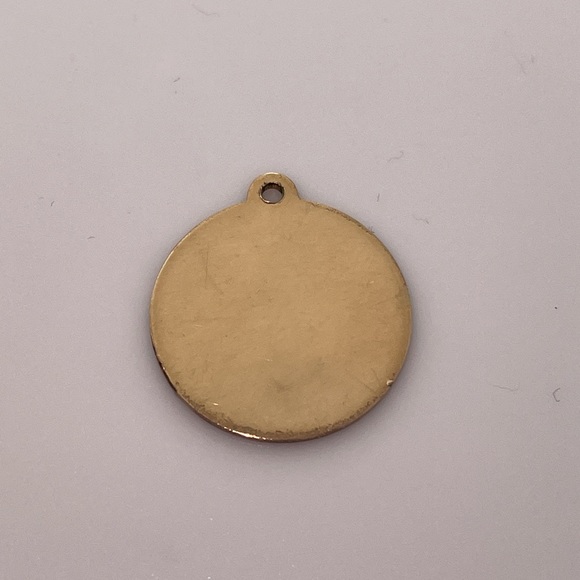 Vintage Yellow Gold Disc Charm Pendant M J B Engraved Monogram - Picture 4 of 7